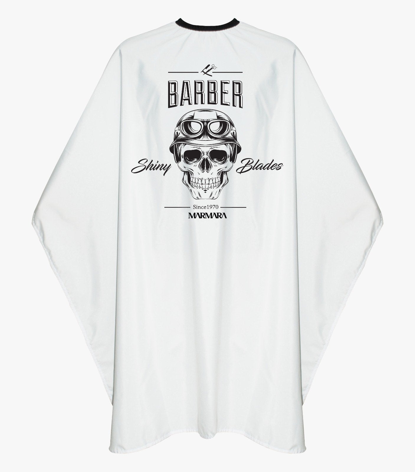 Marmara Barber Cape with Skull - White