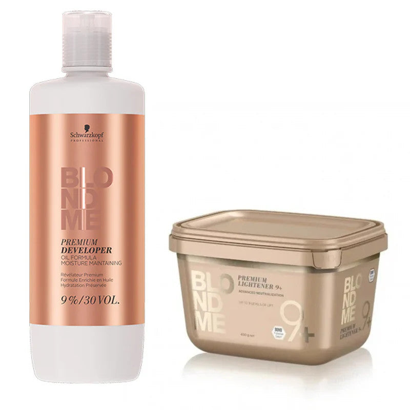 Schwarzkopf BlondMe Premium Lightener 9+ & Developer 9%/ 30 Volume Duo Set