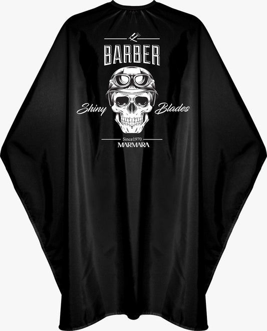 Marmara Barber Cape with Skull - Black