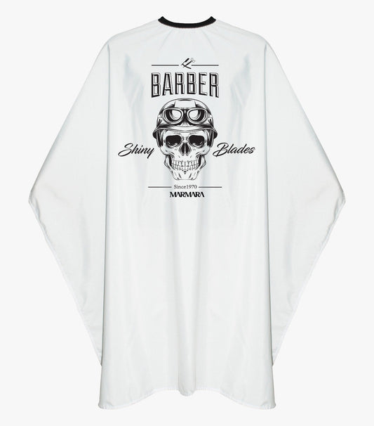 Marmara Barber Cape with Skull - White